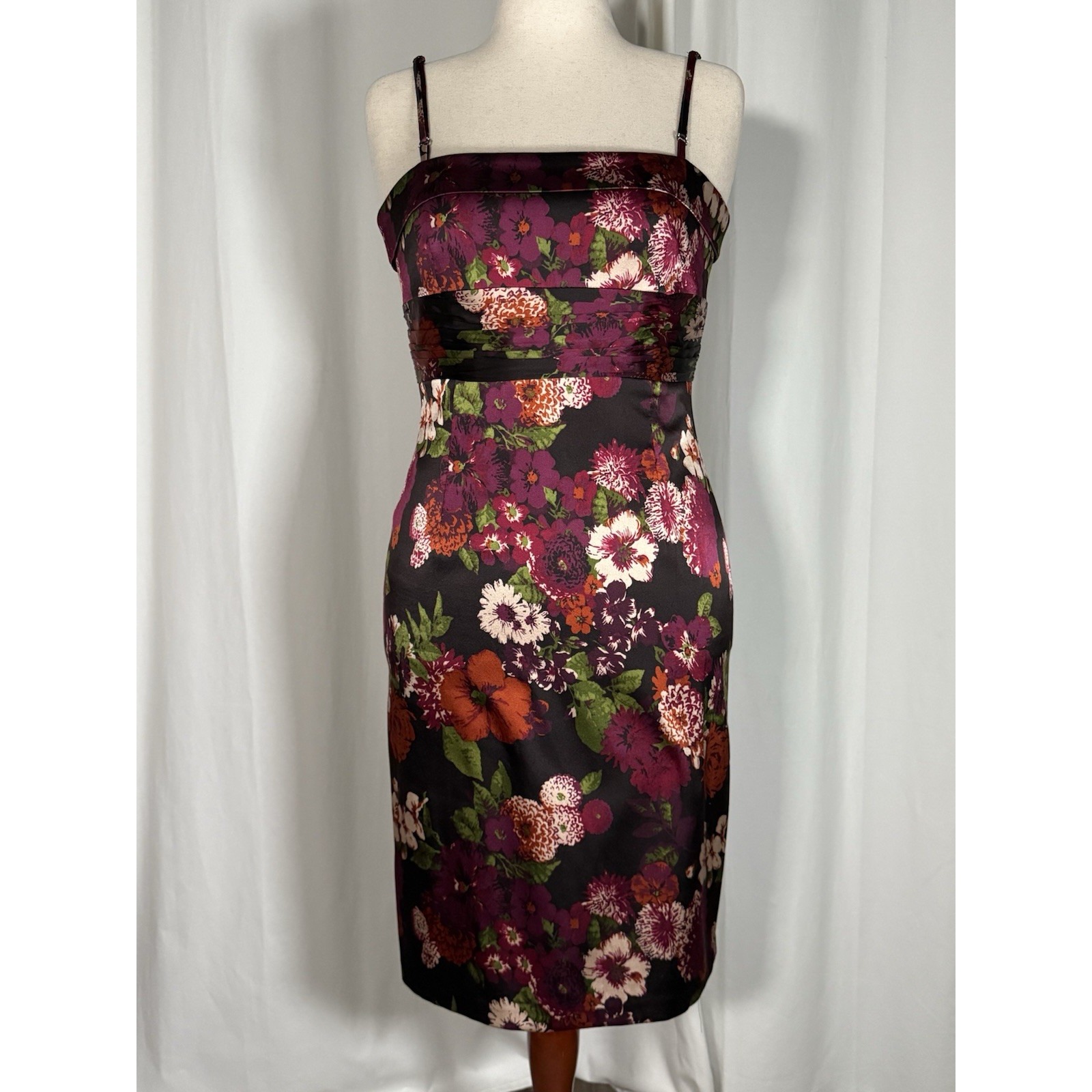 Laundry By Shelli Segal Silk Floral Empire Sheath Dress 10 Strappy Nwt Wedding